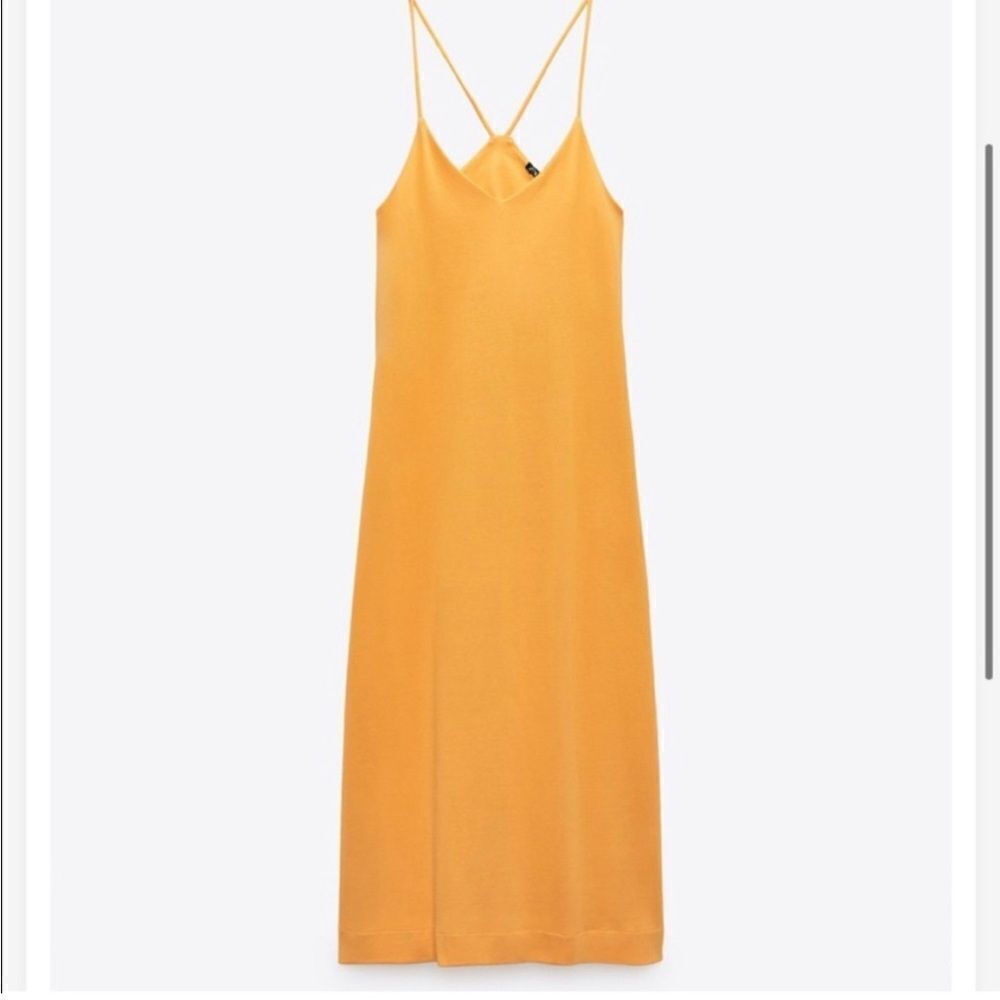 Zara cotton midi dress orange
